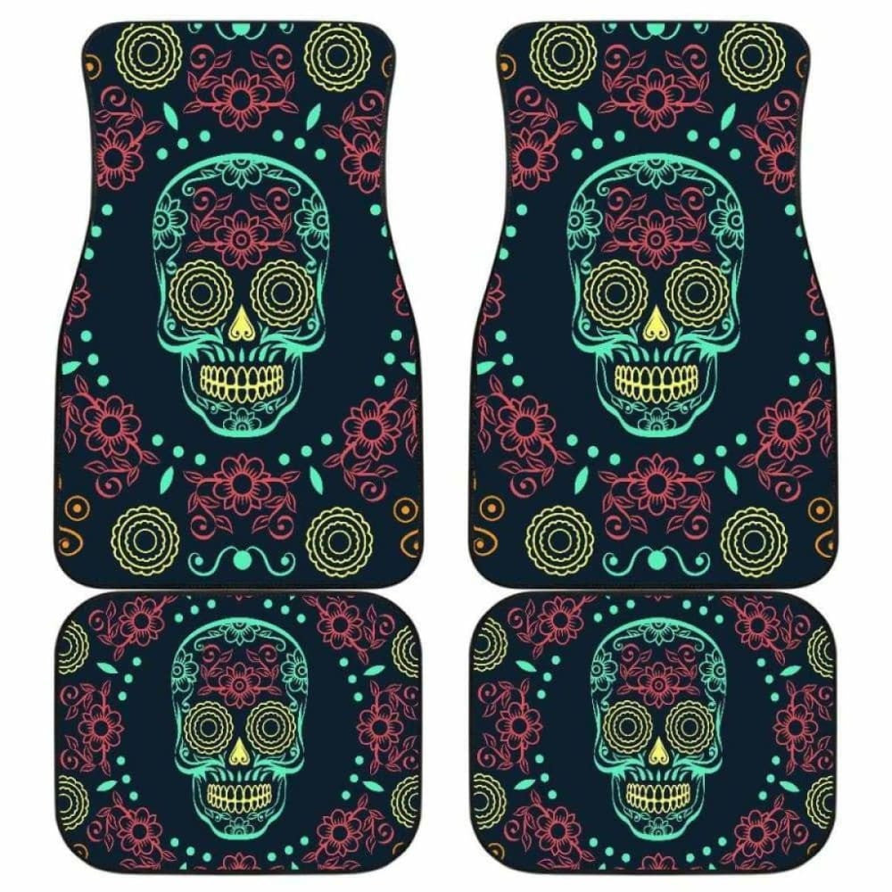 Set Of Pcs Sugar Skull Day Of The Dead Car Mats