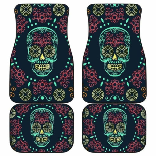 Set Of Pcs Sugar Skull Day Of The Dead Car Mats