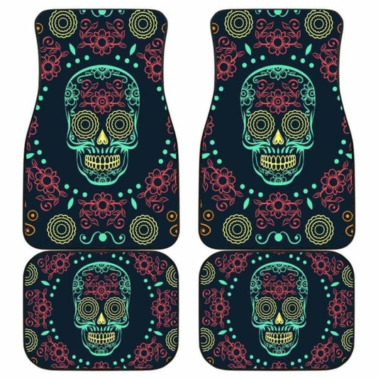 Set Of Pcs Sugar Skull Day Of The Dead Car Mats