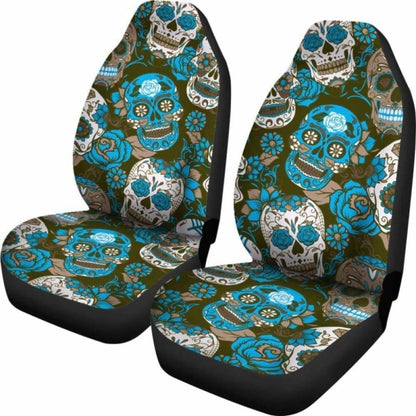 Gretta Skully Car Seat Covers - Sugar Skull - Light Blue