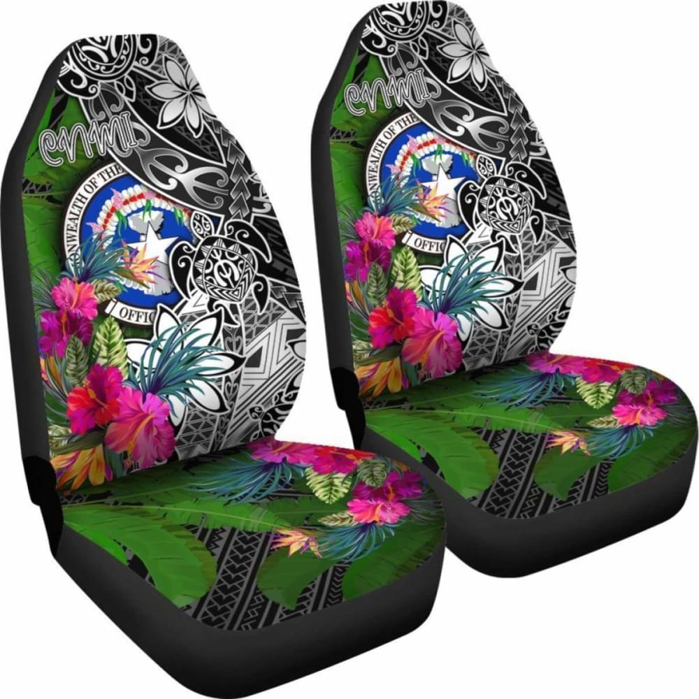 Northern Mariana Islands Car Seat Covers - Turtle Plumeria Banana Leaf - Amazing