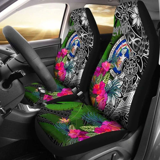 Northern Mariana Islands Car Seat Covers - Turtle Plumeria Banana Leaf - Amazing