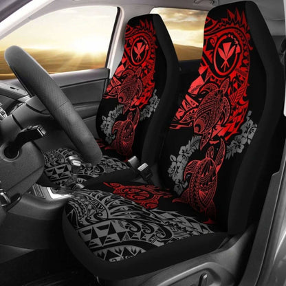 Hawaii Polynesian Seat Covers - Red Kanaka Maoli Turtle Tattoo Hibiscus Turtle Flowing - Amazing