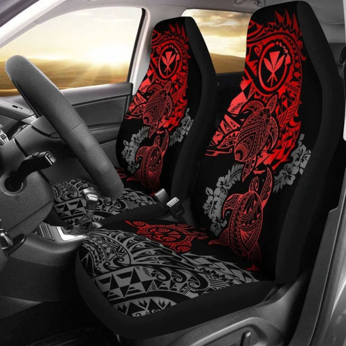 Hawaii Polynesian Seat Covers - Red Kanaka Maoli Turtle Tattoo Hibiscus Turtle Flowing - Amazing