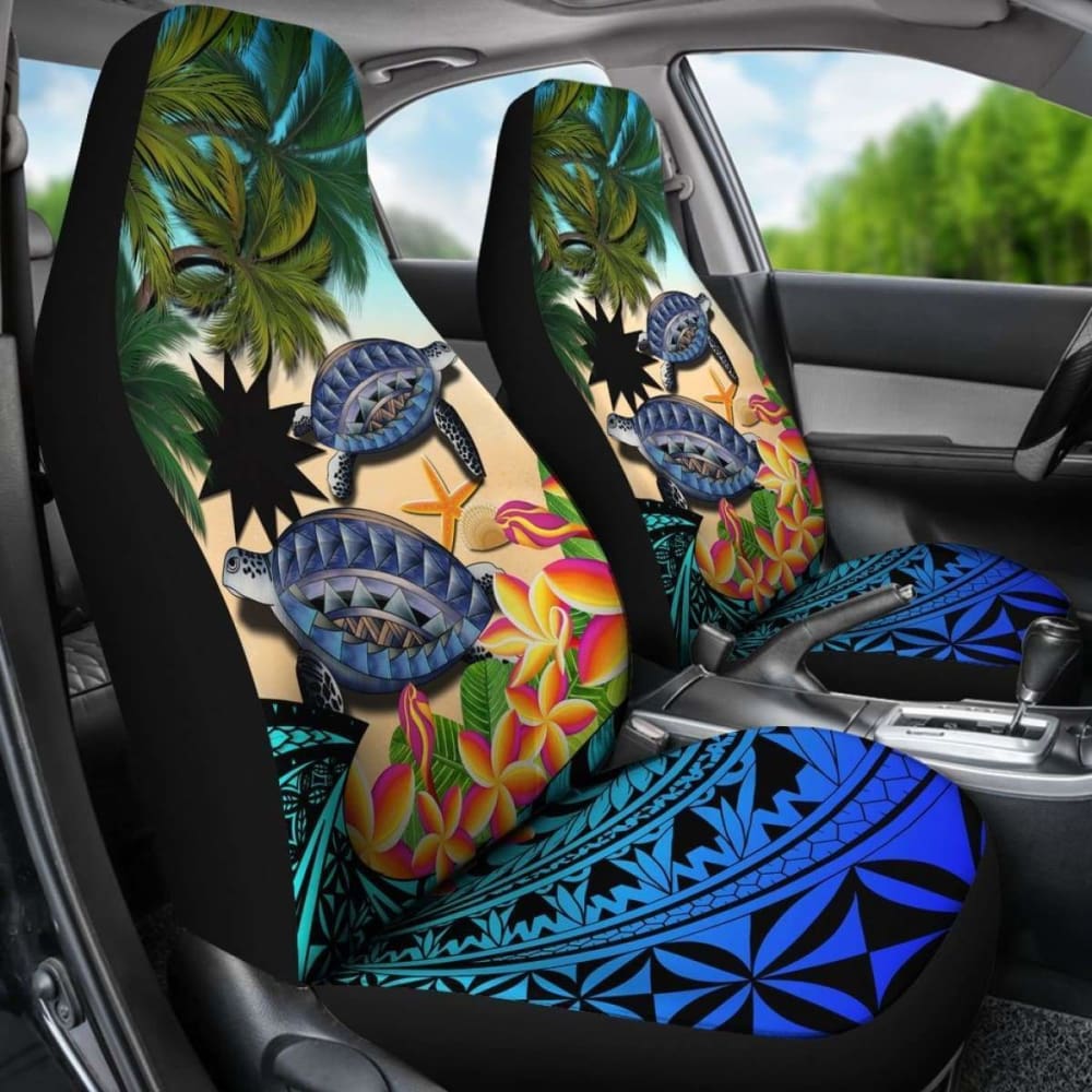 Nauru Car Seat Covers - Polynesian Turtle Coconut Tree And Plumeria Amazing