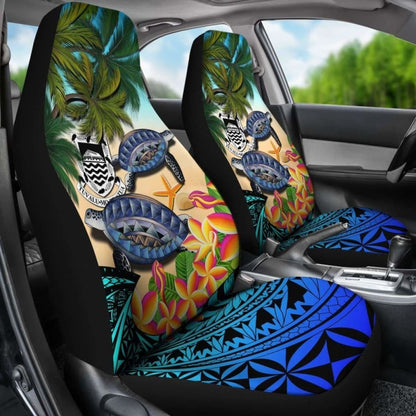 Tuvalu Car Seat Covers - Polynesian Turtle Coconut Tree And Plumeria Amazing