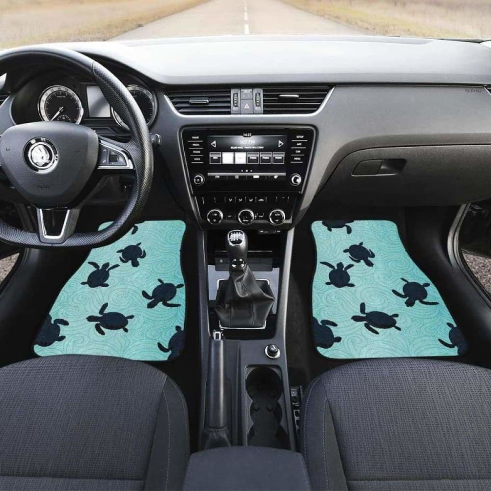 Sea Turtle With Blue Ocean Backgroud Front And Back Car Mats