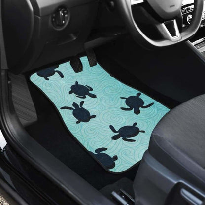 Sea Turtle With Blue Ocean Backgroud Front And Back Car Mats