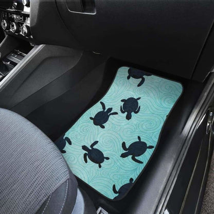 Sea Turtle With Blue Ocean Backgroud Front And Back Car Mats
