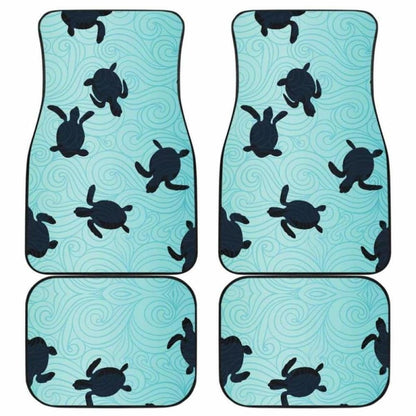 Sea Turtle With Blue Ocean Backgroud Front And Back Car Mats