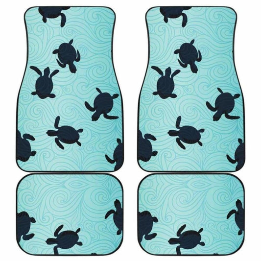 Sea Turtle With Blue Ocean Backgroud Front And Back Car Mats