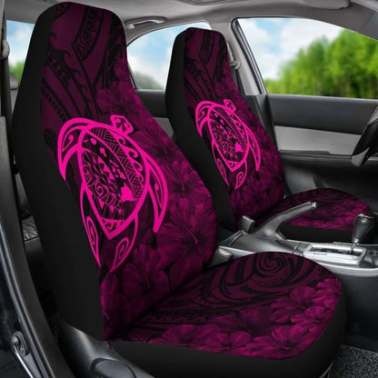 Alohawaii Car Seat Covers - Hawaii Turtle Map Hibiscus Poly Pink - New Awesome