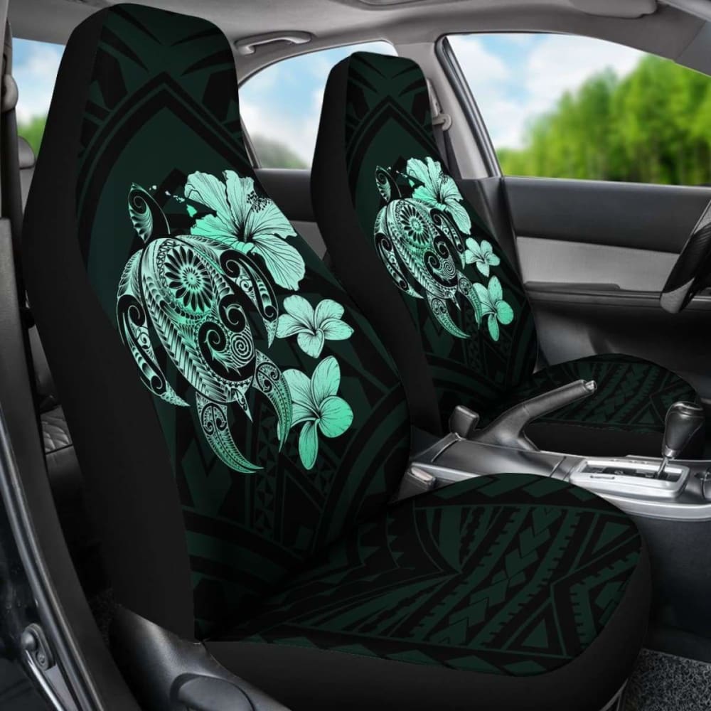 Hibiscus Plumeria Mix Polynesian Turquoise Turtle Car Seat Covers - New - Awesome