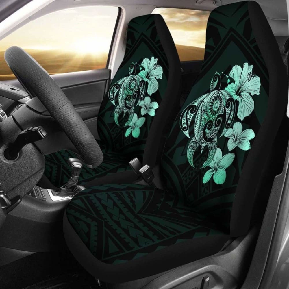 Hibiscus Plumeria Mix Polynesian Turquoise Turtle Car Seat Covers - New - Awesome