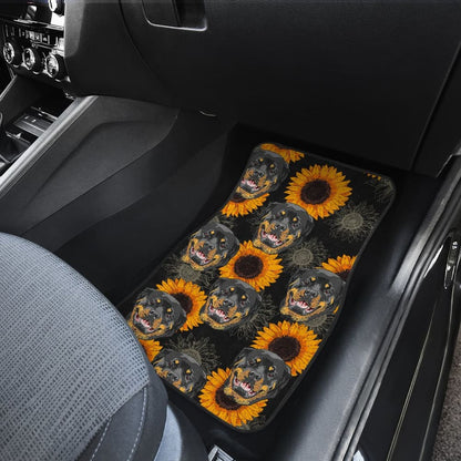 Rottweiler Love Sunflower Car Floor Mats