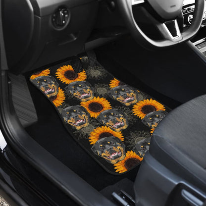 Rottweiler Love Sunflower Car Floor Mats