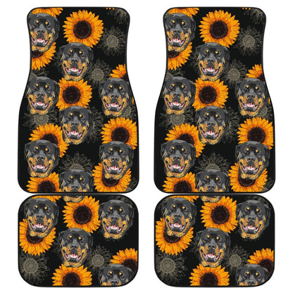 Rottweiler Love Sunflower Car Floor Mats