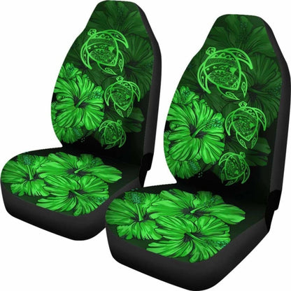 Hawaiian Map Turtle Hibiscus Green Vintage Polynesian  Car Seat Covers - New