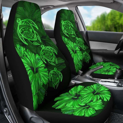 Hawaiian Map Turtle Hibiscus Green Vintage Polynesian  Car Seat Covers - New