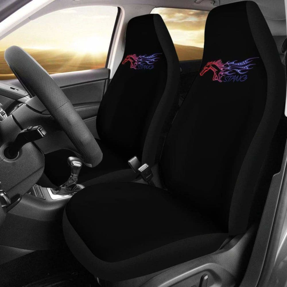 Mustang Horse Ford Black Seat Covers