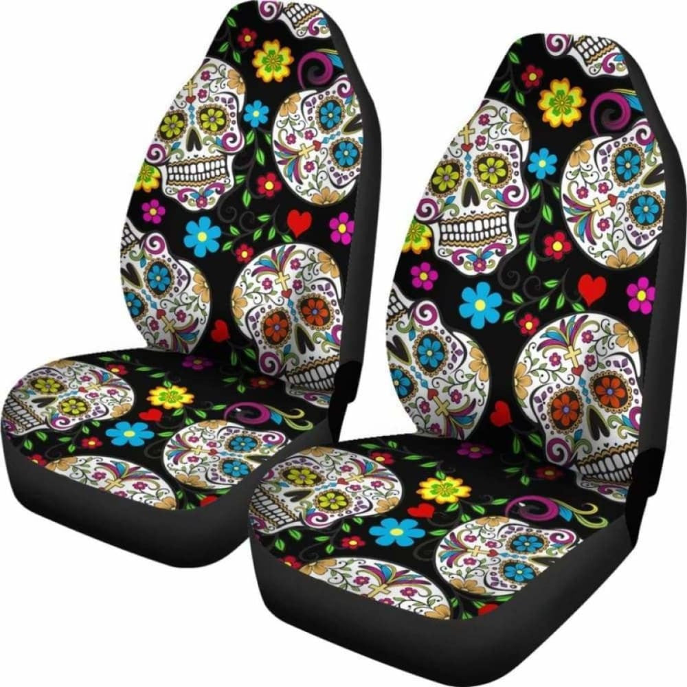 Set Of Beautiful Sugar Skull Seat Covers