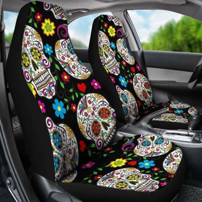 Set Of Beautiful Sugar Skull Seat Covers