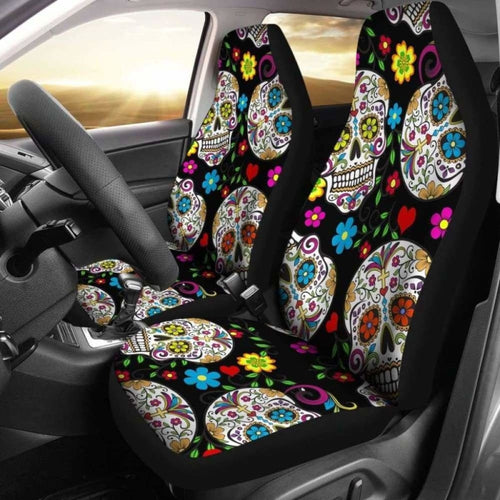 Set Of Beautiful Sugar Skull Seat Covers