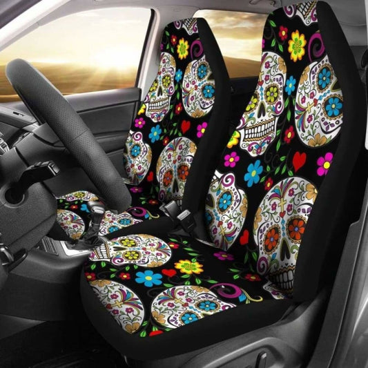 Set Of Beautiful Sugar Skull Seat Covers
