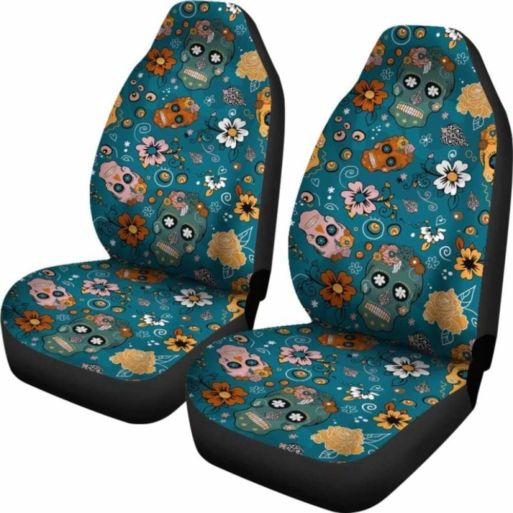 Set Of Pcs Sugar Skull Day Of The Dead Car Seat Covers