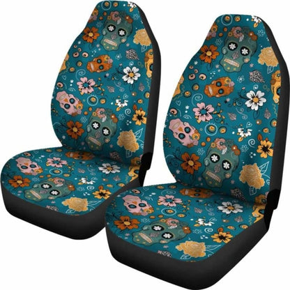Set Of Pcs Sugar Skull Day Of The Dead Car Seat Covers