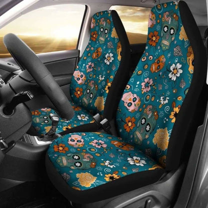 Set Of Pcs Sugar Skull Day Of The Dead Car Seat Covers