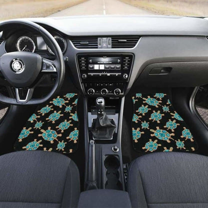Sea Turtle Blue Stone Pattern Front And Back Car Mats