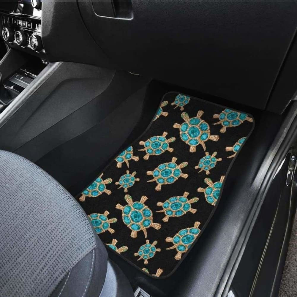 Sea Turtle Blue Stone Pattern Front And Back Car Mats