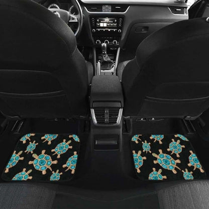 Sea Turtle Blue Stone Pattern Front And Back Car Mats