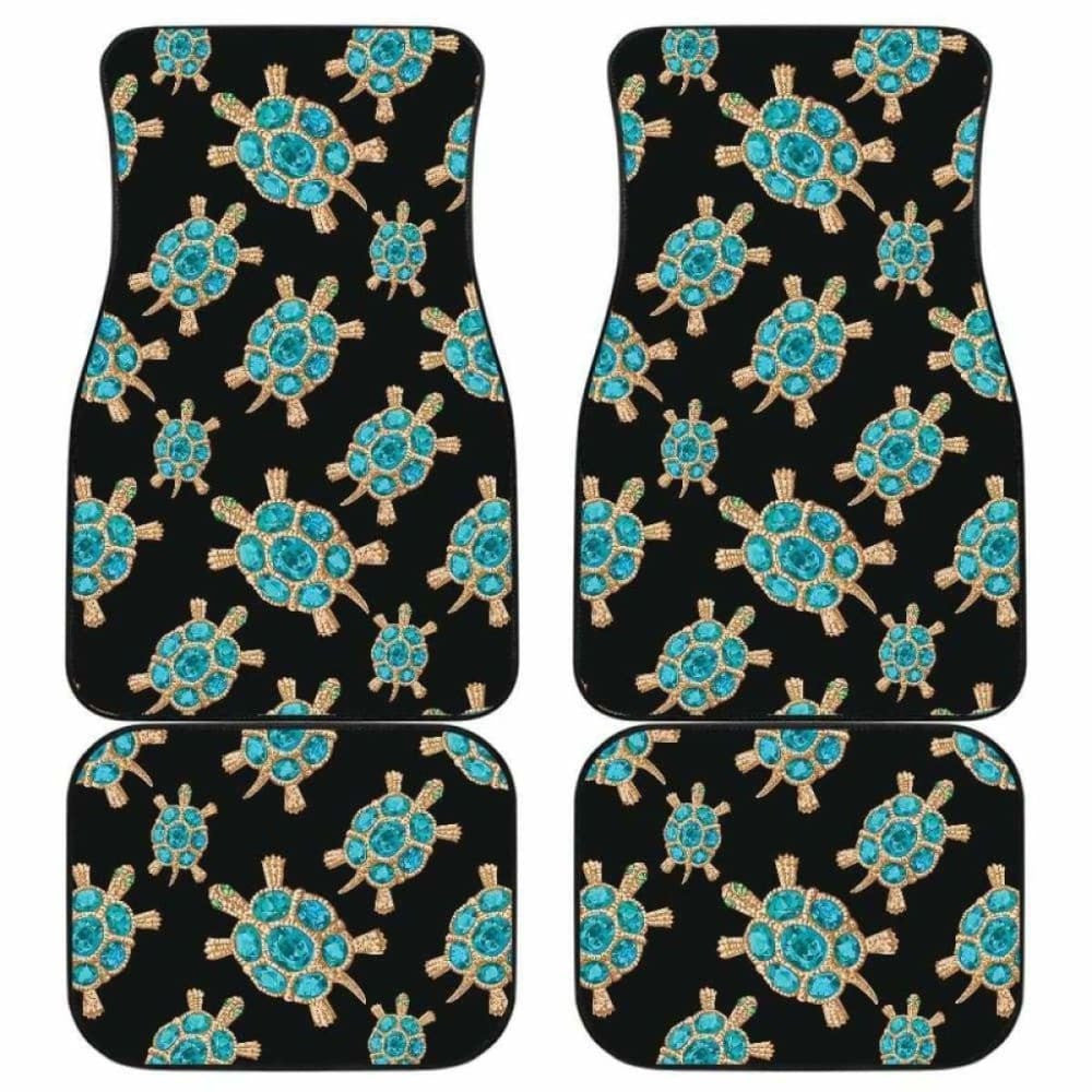 Sea Turtle Blue Stone Pattern Front And Back Car Mats