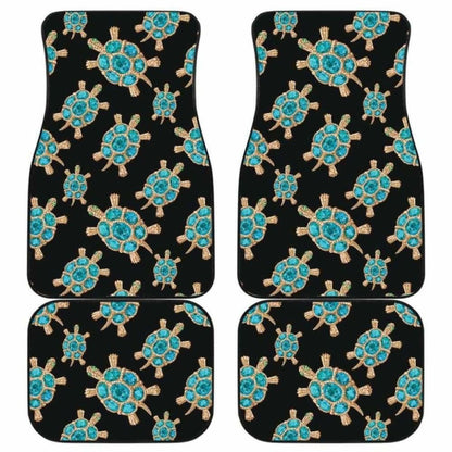 Sea Turtle Blue Stone Pattern Front And Back Car Mats