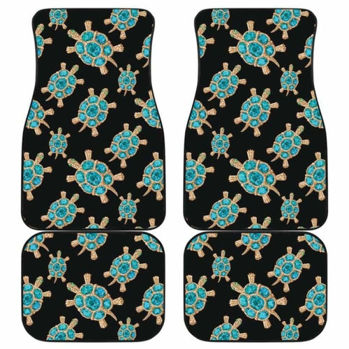Sea Turtle Blue Stone Pattern Front And Back Car Mats
