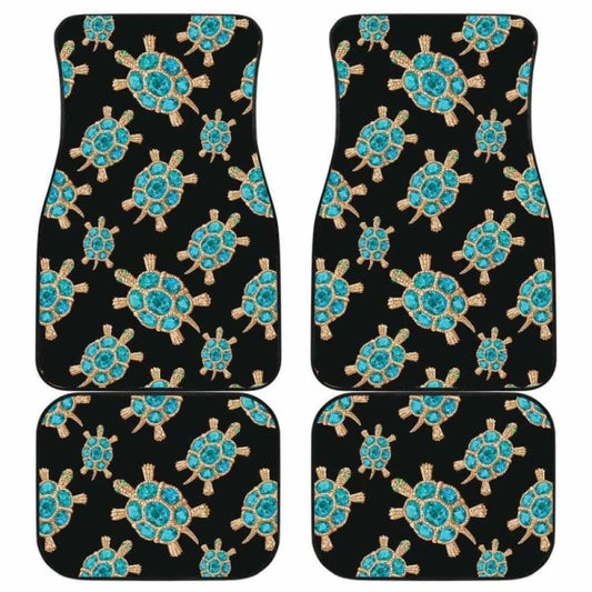 Sea Turtle Blue Stone Pattern Front And Back Car Mats