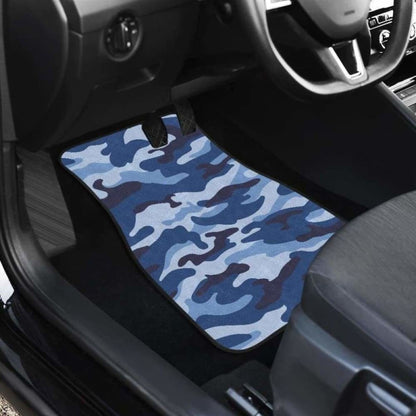 Blue Camo Camouflage Pattern Front And Back Car Mats