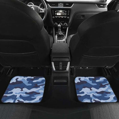 Blue Camo Camouflage Pattern Front And Back Car Mats