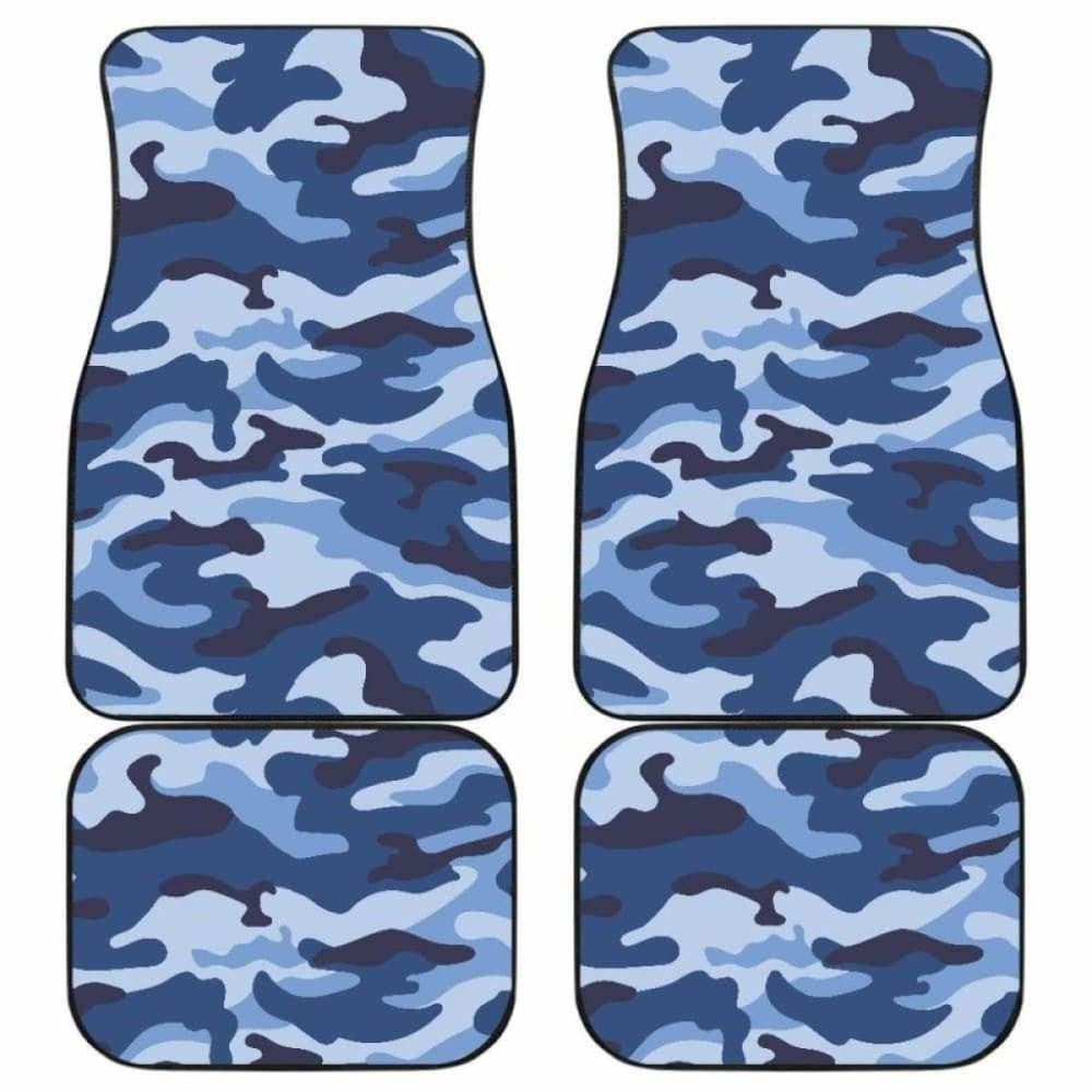 Blue Camo Camouflage Pattern Front And Back Car Mats