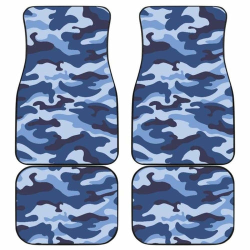 Blue Camo Camouflage Pattern Front And Back Car Mats