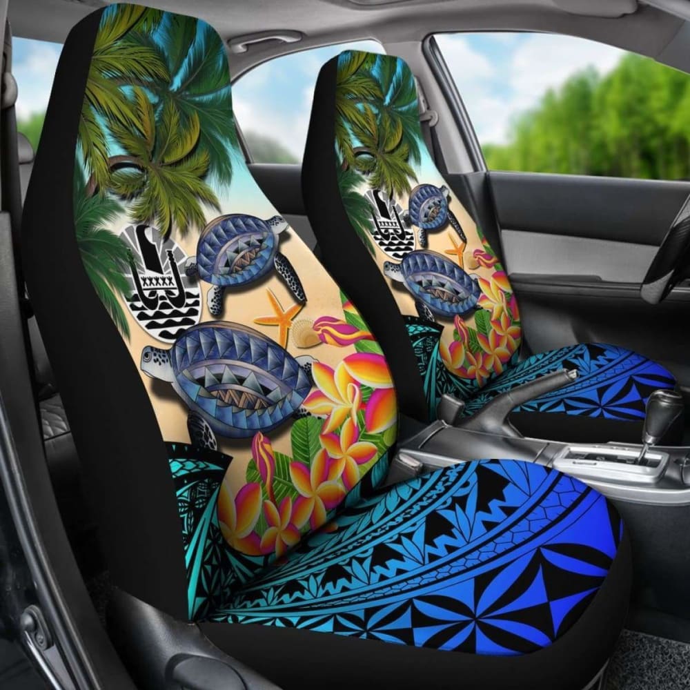 Tahiti Car Seat Covers - Polynesian Turtle Coconut Tree And Plumeria Amazing
