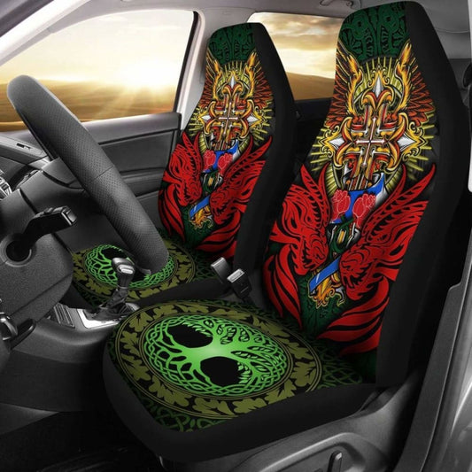 Red Dragon Duo Celtic Cross Car Seat Covers