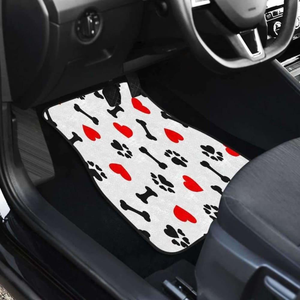 Dog Paw Bones Heart Front And Back Car Mats
