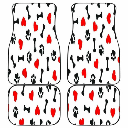 Dog Paw Bones Heart Front And Back Car Mats