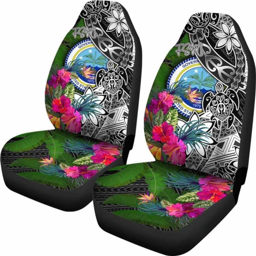 Federated States Of Micronesia Car Seat Covers - Turtle Plumeria Banana Leaf - Amazing