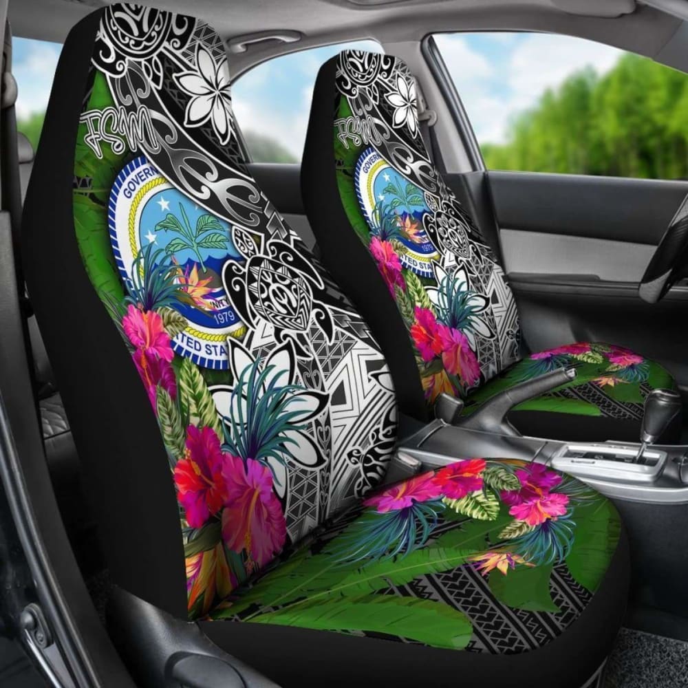 Federated States Of Micronesia Car Seat Covers - Turtle Plumeria Banana Leaf - Amazing