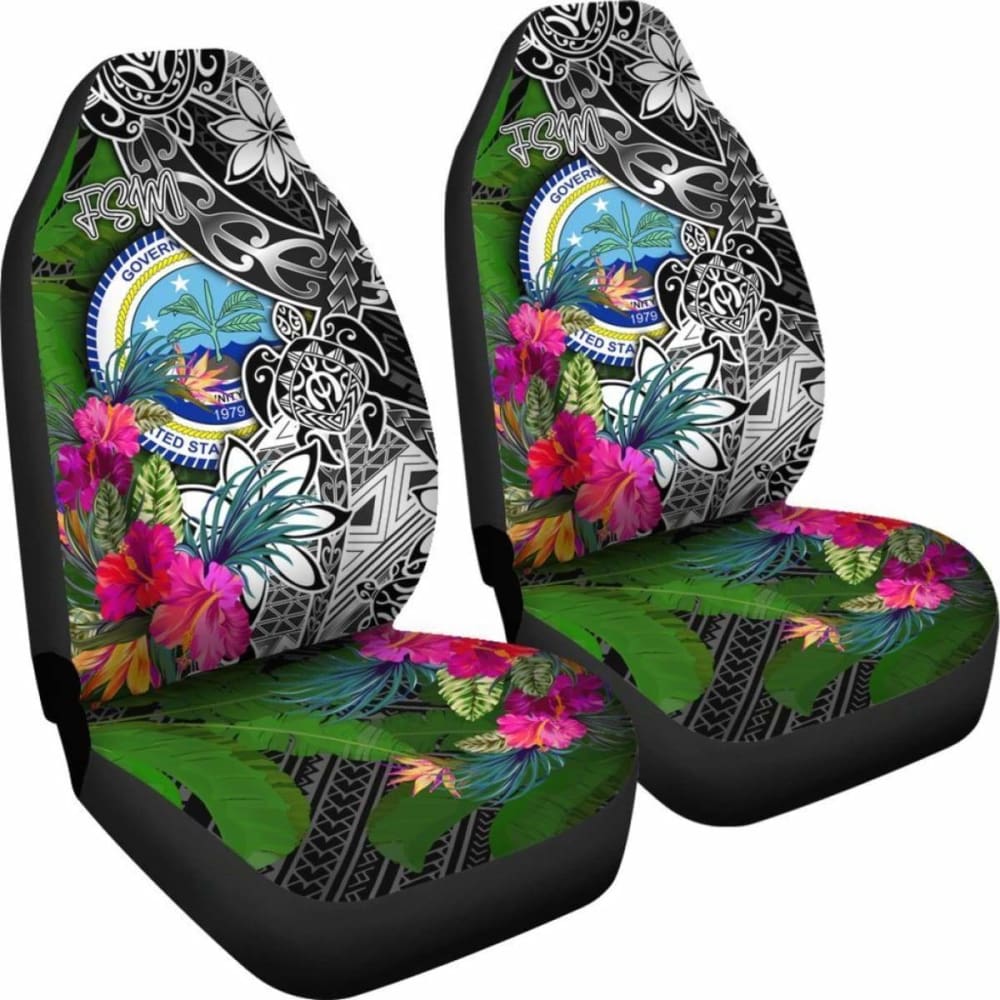 Federated States Of Micronesia Car Seat Covers - Turtle Plumeria Banana Leaf - Amazing
