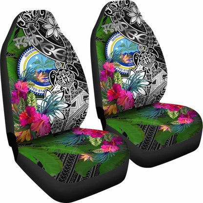 Federated States Of Micronesia Car Seat Covers - Turtle Plumeria Banana Leaf - Amazing